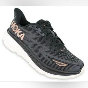 Hoka One Clifton Black and Copper Mesh Running Tennis Shoes Black Laces US 8.5